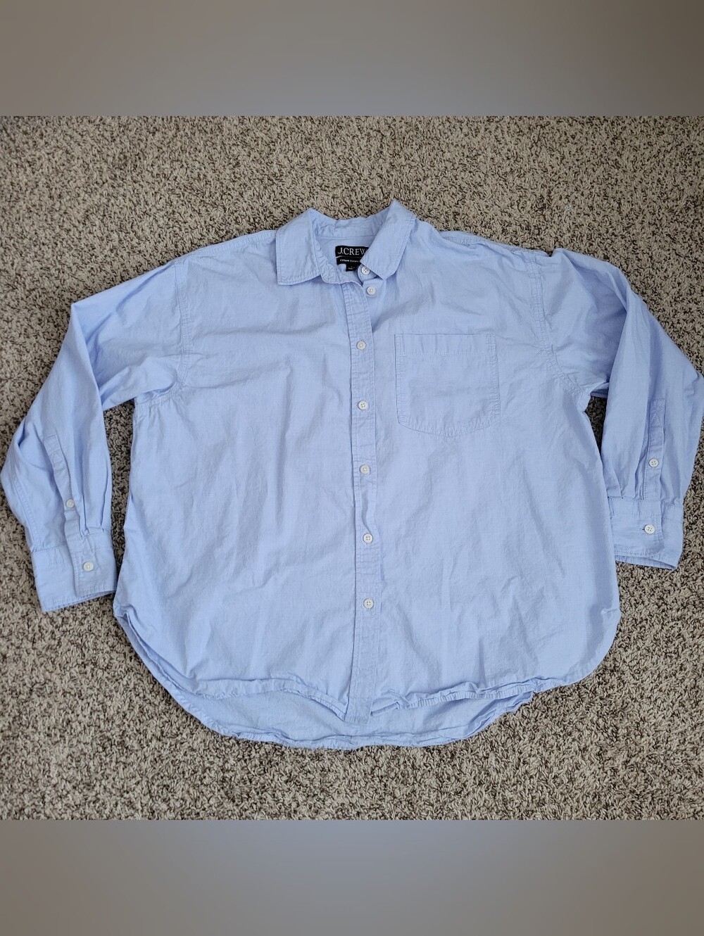 J. Crew Etienne Oversized Fit Lightweight Oxford Button Up Down Shirt Blue Small